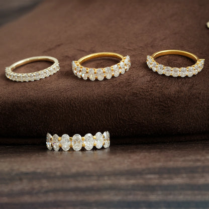 Oval Cut Moissanite Half Eternity Wedding Band